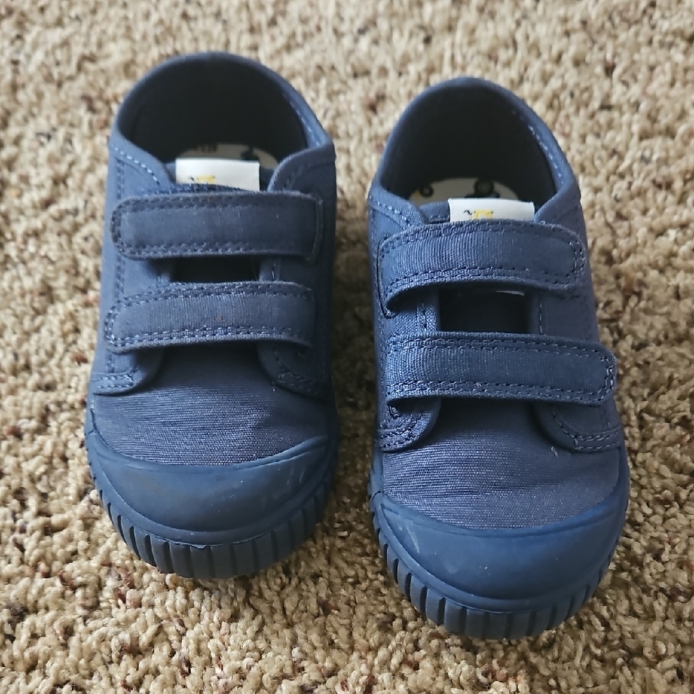 Kids Navy Blue Velcro Canvas Sneakers